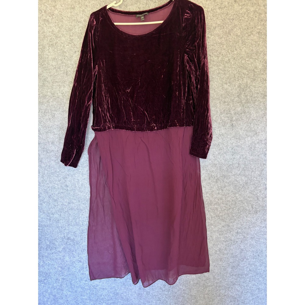 Eileen Fisher Petite Velvet Silk Blend Tunic Plum PM Long Slv Witchy Whimsy